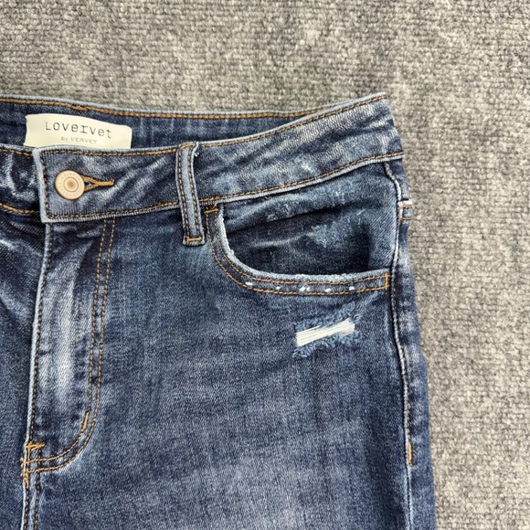 Lovervet by Vervet Jean Womens 30 11 (31x26) Cropped Frayed Hem Distressed Denim - Picture 11 of 13
